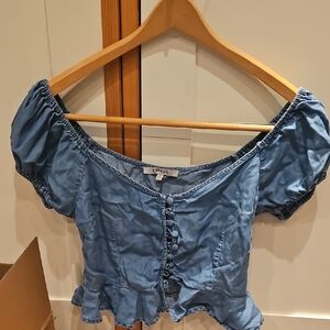 Papya Denim Blue Shoulder Blouse